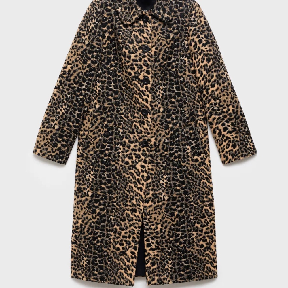Mango Leopard Print Teddy Jacket